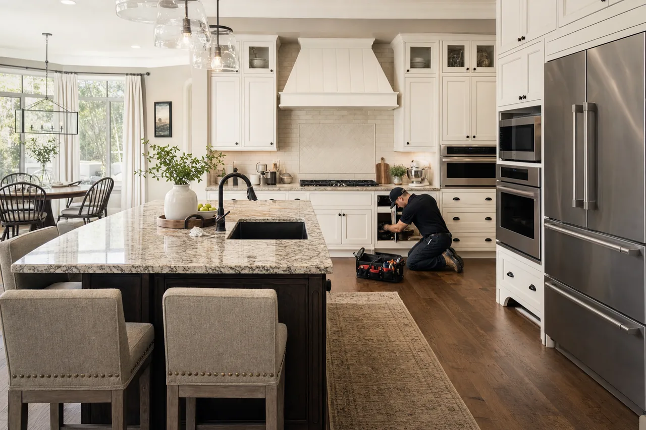 A luxury kitchen with built-in stainless appliances up close